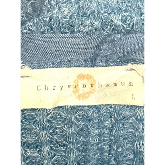 Chrysanthemum Waffle Knit Blue Off Shoulder Long Sleeve Tunic Sweater L - Picture 6 of 7